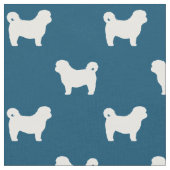 Shih Tzu Silhouettes Blue en White Patterned Stof (Close Up)
