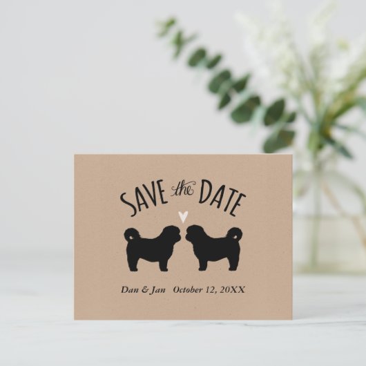 Shih Tzu Silhouettes Trouwen Bewaar de datum Aankondigingskaart (Staand voorkant)