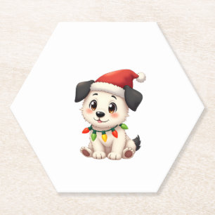 Shih Tzu Sinterklaas Kerstboom Lichtjes Xmas Honde Kartonnen Onderzetters