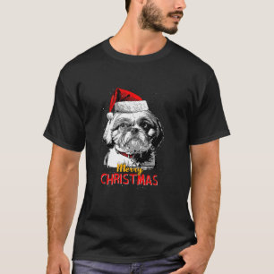 Shih Tzu Sinterklaas Pet Vrolijk Kerstmis Hond X M T-shirt