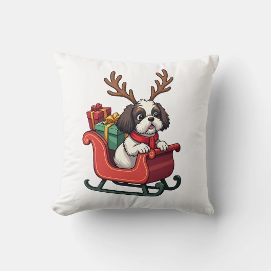 Shih Tzu Sinterklaas slee-rit Kussen (Voorkant)