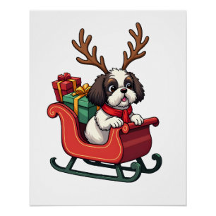 Shih Tzu-sinterklaas sleept zich voort Perfect Poster