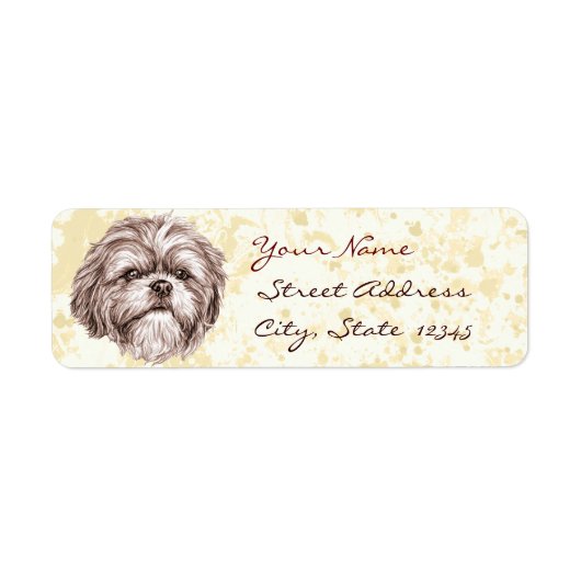 Shih Tzu Sketch Etiket (Voorkant)