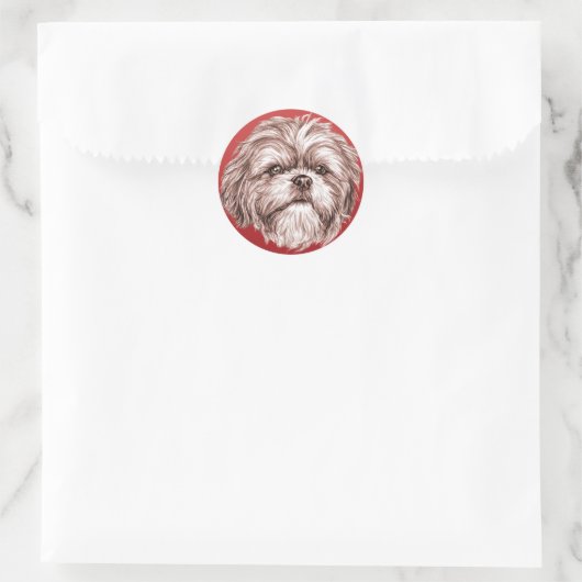 Shih Tzu Sketch Ronde Sticker (Tas)