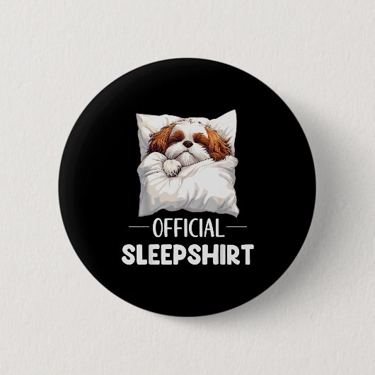 Shih Tzu Sleepshirt Cute Dog Lover Pajama Sleepwea Ronde Button 5,7 Cm (Voorkant)