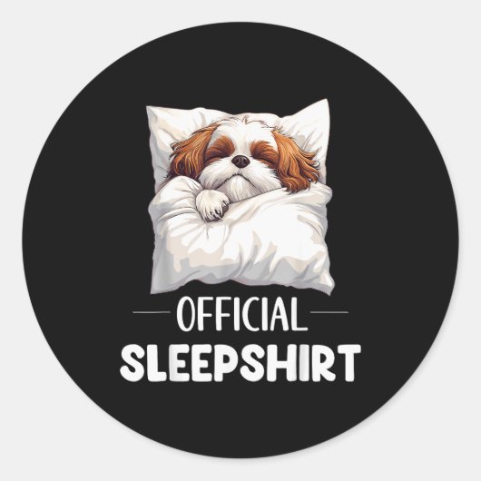 Shih Tzu Sleepshirt Cute Dog Lover Pajama Sleepwea Ronde Sticker (Voorkant)