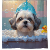 Shih Tzu Sloppy Sleepy Schattige Grappig Douchegordijn (Voorkant)