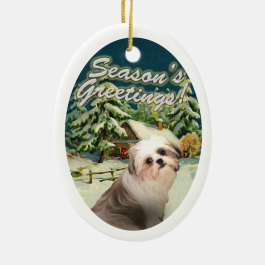 Shih Tzu Sneeuwcabine Kerstmis Ornament (Achterkant)