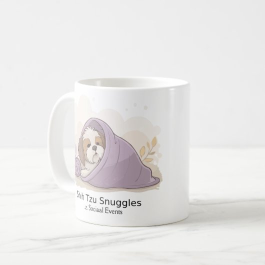 Shih Tzu Snuggles Mug – Cute Cozy Dog Lover Gift Koffiemok (Voorkant links)