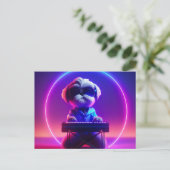 Shih Tzu speelt piano Briefkaart (Staand voorkant)