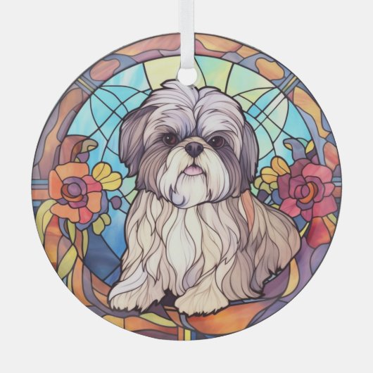 Shih Tzu Stained Glas Ornament (Voorkant)