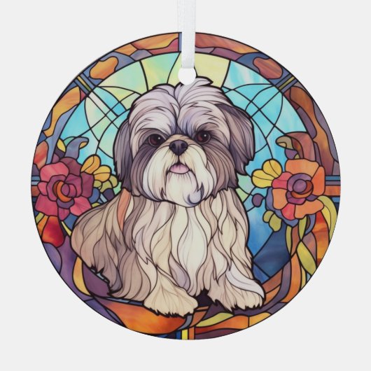 Shih Tzu Stained Glas Ornament (Achterkant)