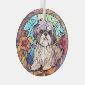 Shih Tzu Stained Glas Ornament (Voorkant Rechts)