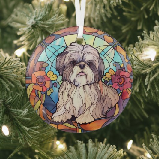 Shih Tzu Stained Glas Ornament (Insitu)