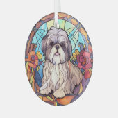Shih Tzu Stained Glas Ornament (Voorkant links)