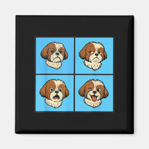 Shih Tzu Stemming Gezichtsuitdrukkingen Halloween  Magneet