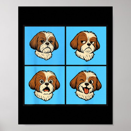 Shih Tzu Stemming Halloween Gezichten Poster (Voorkant)