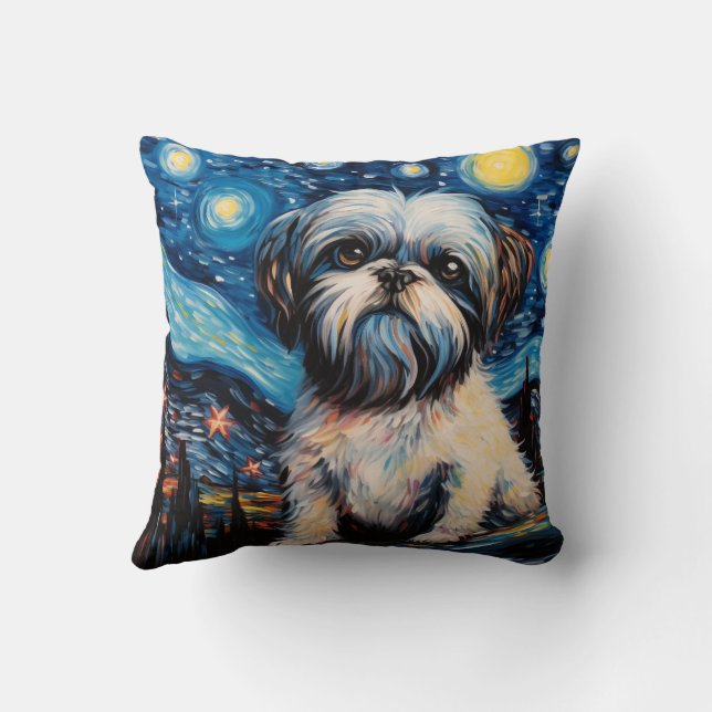 Shih Tzu Sterrennacht Kussen (Achterkant)