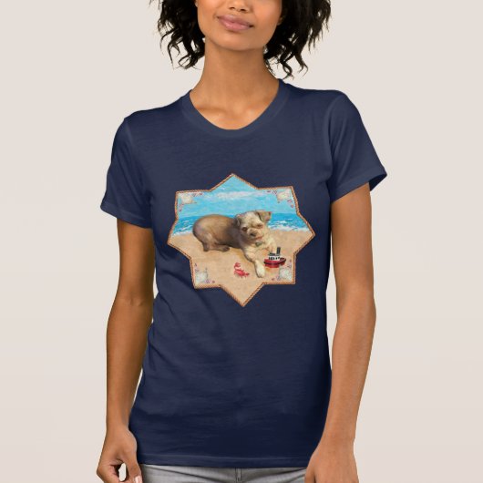 Shih Tzu strand sleepboot T-shirt (Voorkant)