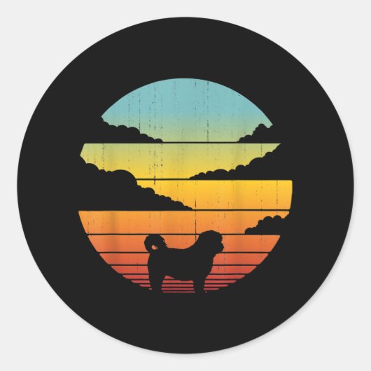 Shih Tzu Style 60s 70s Mannen Vrouwencadeaus Ronde Sticker (Voorkant)