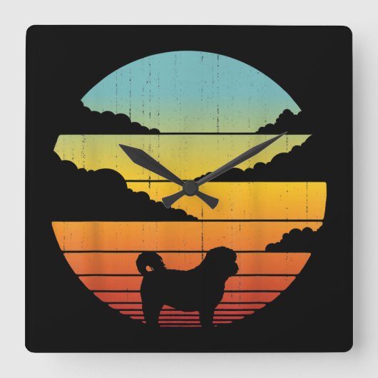 Shih Tzu Style 60s 70s Mannen Vrouwencadeaus Vierkante Klok (Voorkant)