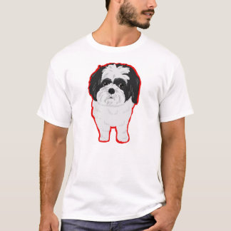 Shih-Tzu T-shirt voor en Butt, omlijnd