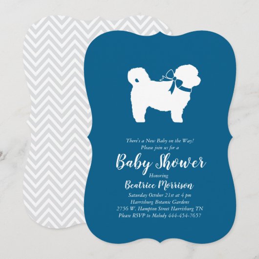 Shih Tzu Teddy Bear Dog Baby shower Blue Boy Kaart (Voorkant / Achterkant)