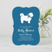 Shih Tzu Teddy Bear Dog Baby shower Blue Boy Kaart (Staand voorkant)