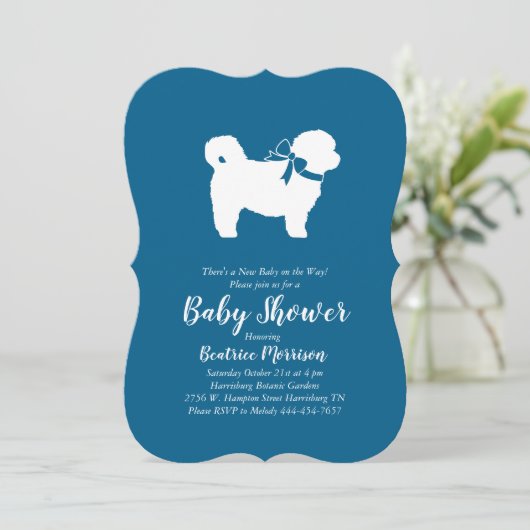 Shih Tzu Teddy Bear Dog Baby shower Blue Boy Kaart (Staand voorkant)