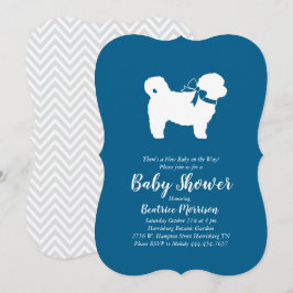 Shih Tzu Teddy Bear Dog Baby shower Blue Boy Kaart