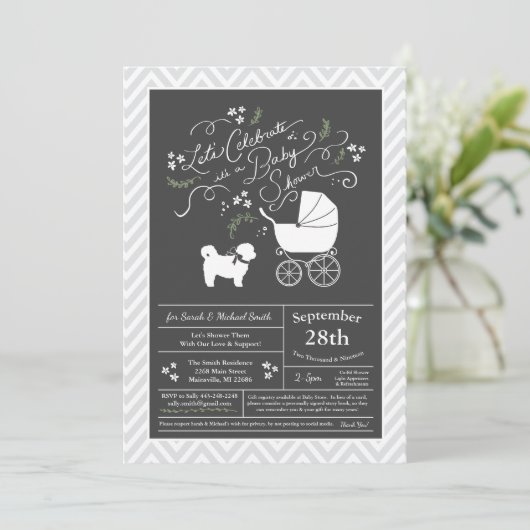 Shih Tzu Teddy Bear Dog Baby shower Genderneutraal Kaart (Staand voorkant)