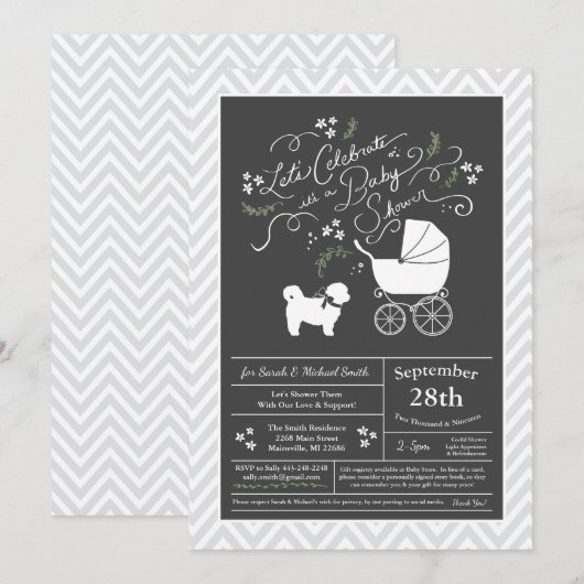 Shih Tzu Teddy Bear Dog Baby shower Genderneutraal Kaart (Voorkant / Achterkant)