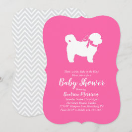 Shih Tzu Teddy Bear Dog Baby shower Roze meisje Kaart