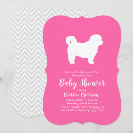 Shih Tzu Teddy Bear Dog Baby shower Roze meisje Kaart