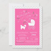 Shih Tzu Teddy Bear Dog Baby shower Roze meisje