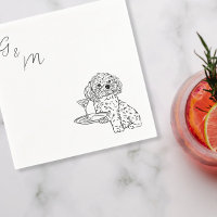 Shih Tzu tekening met een martini cocktail servett