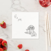 Shih Tzu tekening met een martini cocktail servett Servet (Insitu)