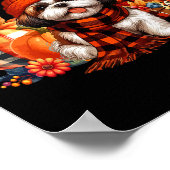Shih Tzu Thanksgiving Leopard Pumpkins Fall Leaves Poster (Hoek)