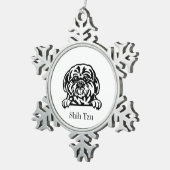 Shih Tzu Tin Sneeuwvlok Ornament (Rechts)