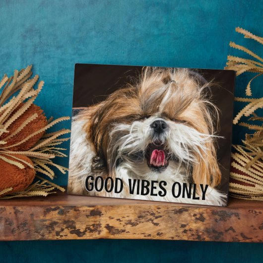 Shih tzu tong grappige vibes aangepaste tekst fotoplaat (Zijkant)