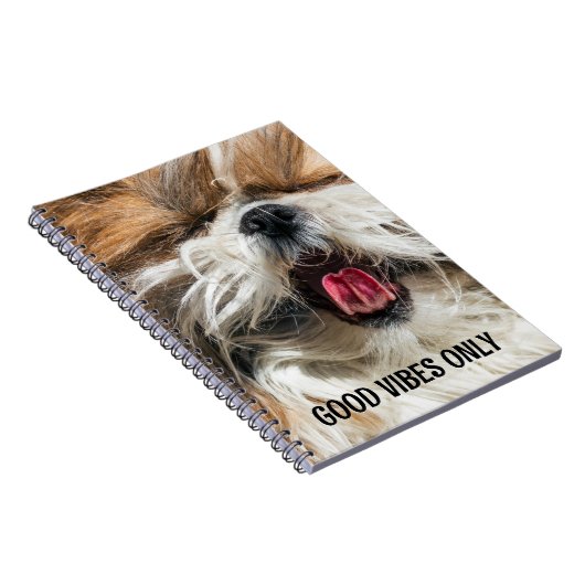 Shih tzu tong grappige vibes aangepaste tekst notitieboek (Rechterzijde)