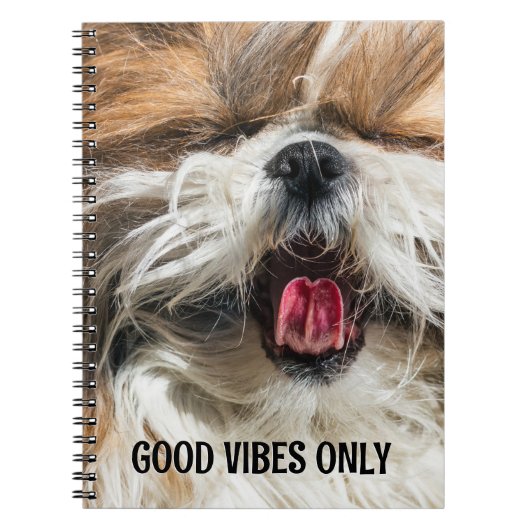 Shih tzu tong grappige vibes aangepaste tekst notitieboek (Voorkant)