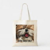 Shih tzu tong grappige vibes aangepaste tekst tote bag (Achterkant)