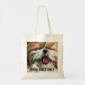 Shih tzu tong grappige vibes aangepaste tekst tote bag (Voorkant)
