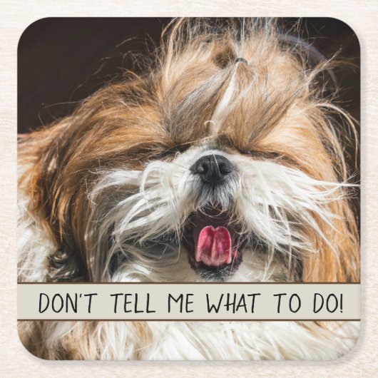 Shih tzu tongue grappig Vertel me niet wat ik moet Kartonnen Onderzetters (Voorkant)