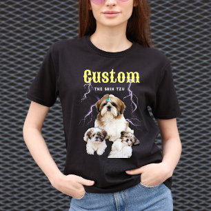 Shih Tzu Trendy Bootleg Persoonlijke Hond Foto 90s T-shirt