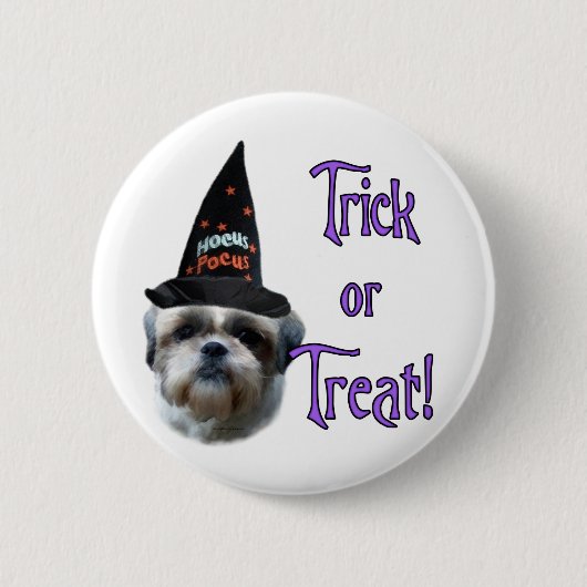 Shih Tzu Trick Ronde Button 5,7 Cm (Voorkant)