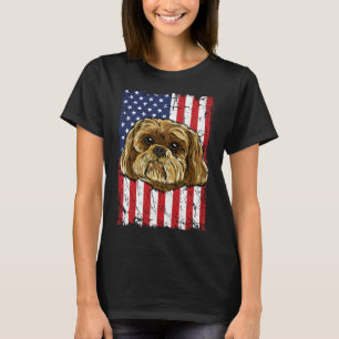 Shih Tzu Usa Flag T-shirt