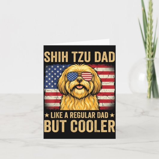 Shih Tzu Vader Als Gewone Vader Maar Koeler Retro Kaart (Voorkant)
