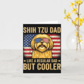 Shih Tzu Vader Als Gewone Vader Maar Koeler Retro Kaart (Gele Bloem)